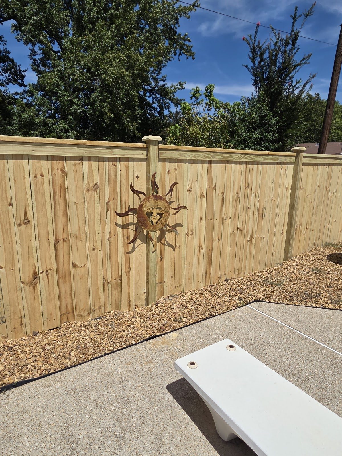 Privacy fence along a patio