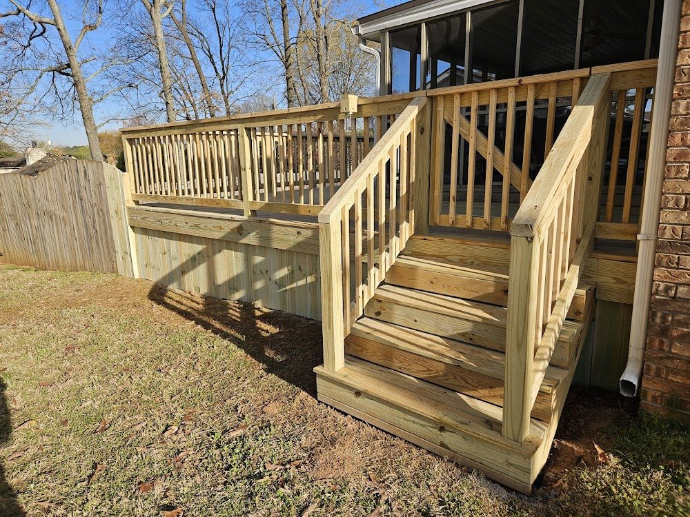 Deck stairs and railing